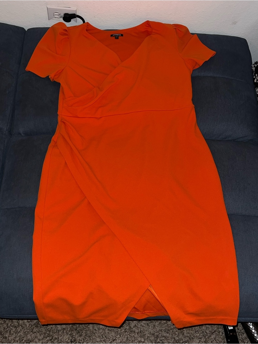 Express Bright Orange Wrap Dress